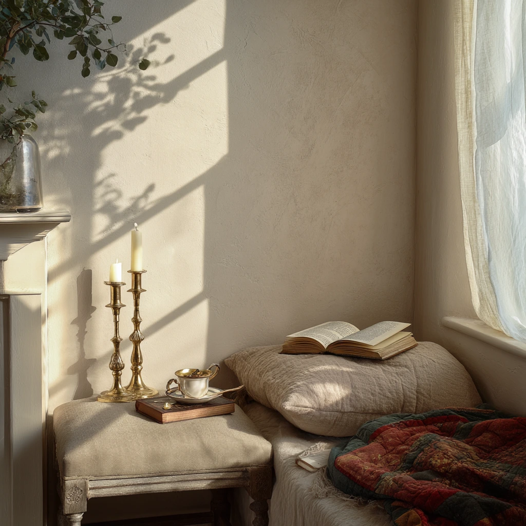 Cottage-Style Faux Fireplace Reading Corner