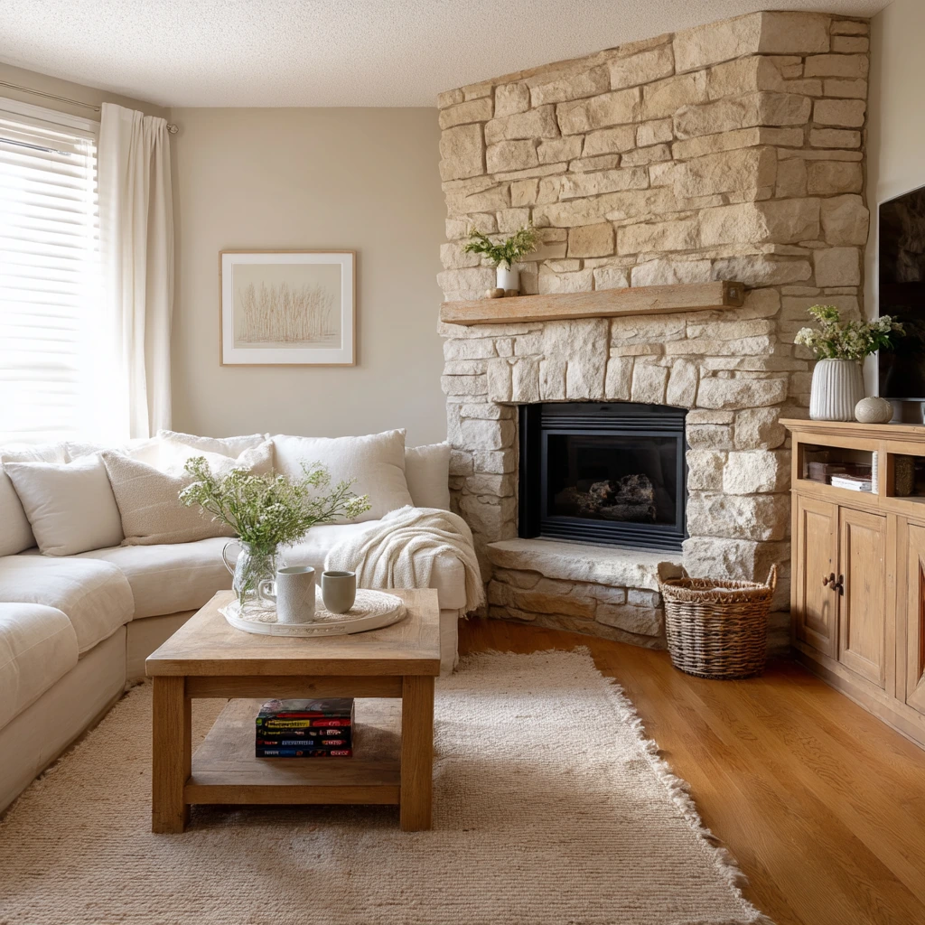 faux stone fireplace ideas