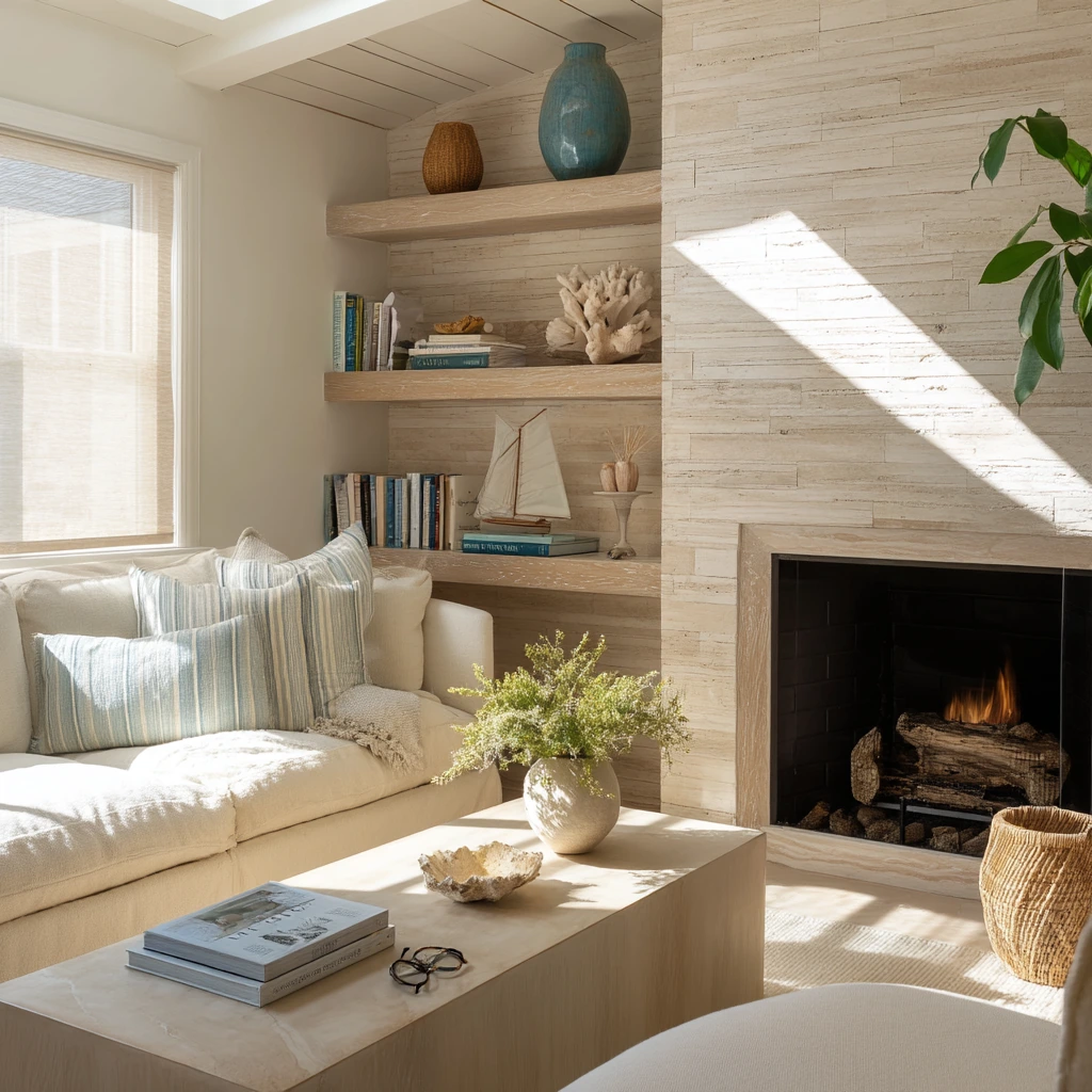 Coastal Stone Hearth Morning Light