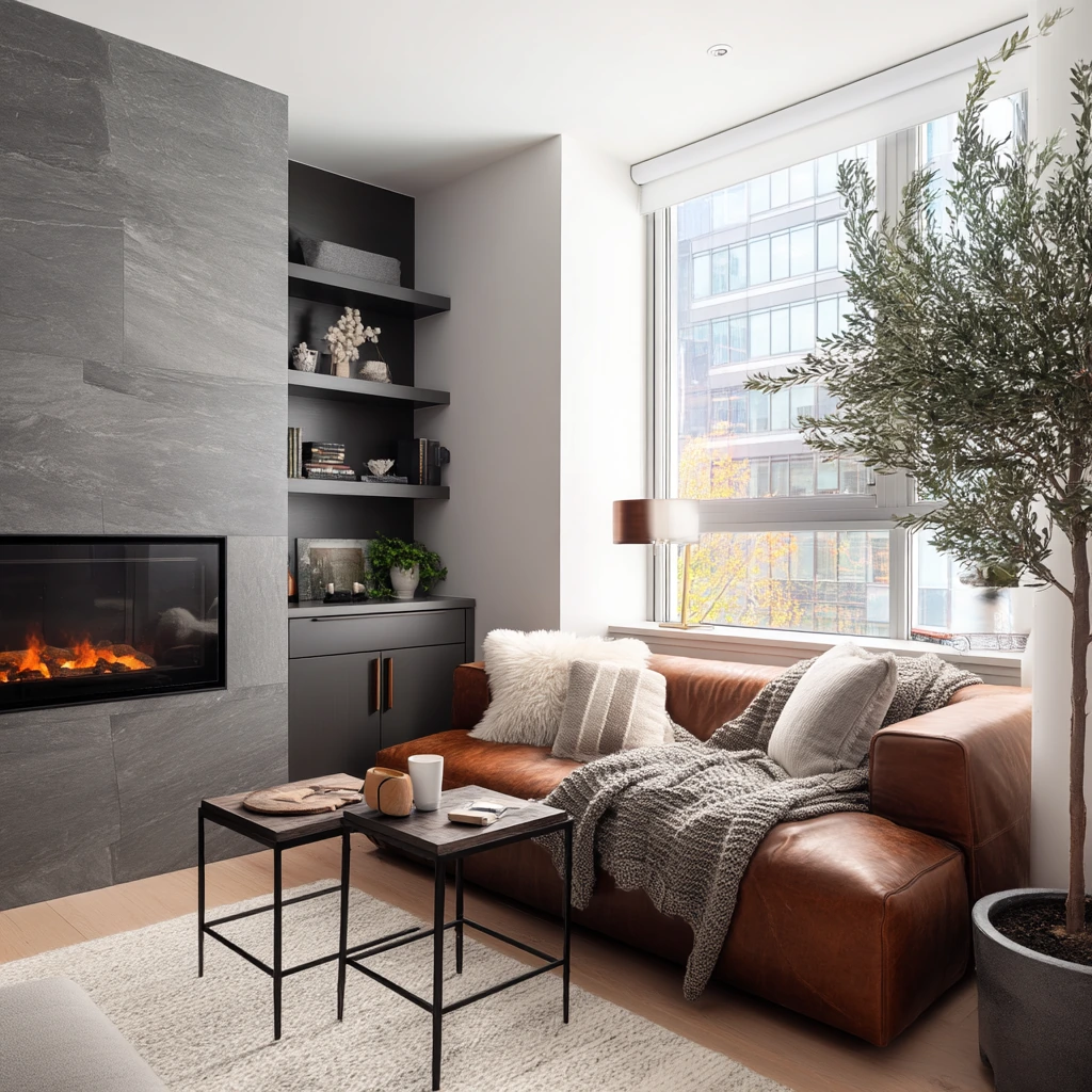 Compact Condo Fireplace Nook