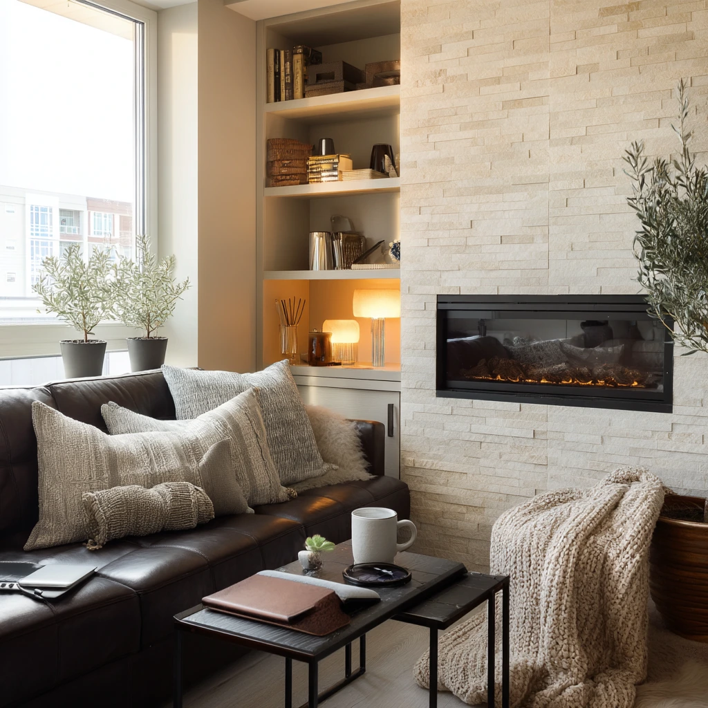 Compact Condo Fireplace Nook