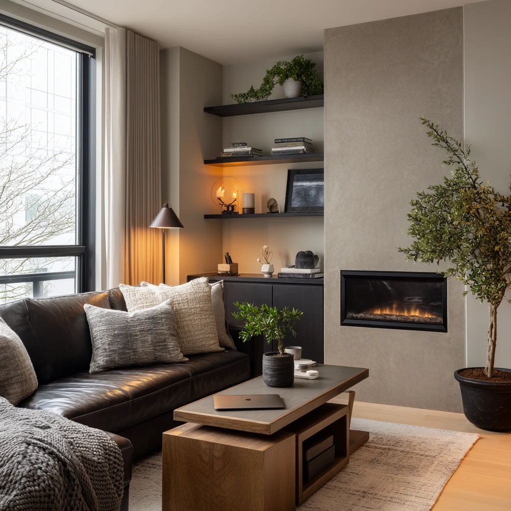 Compact Condo Fireplace Nook