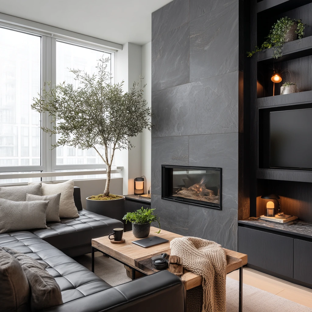 Compact Condo Fireplace Nook
