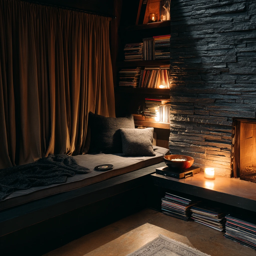 Moody Media Room Fireplace