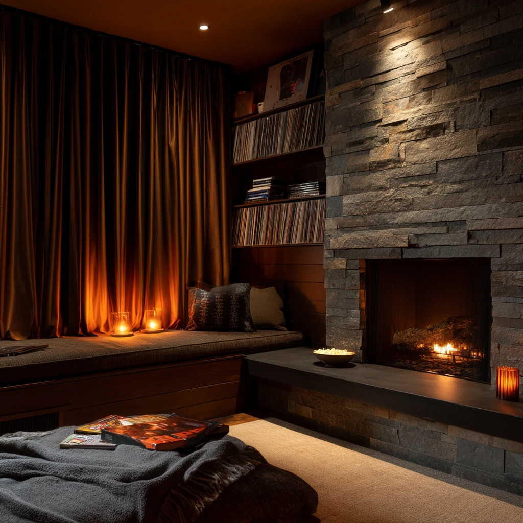 Moody Media Room Fireplace