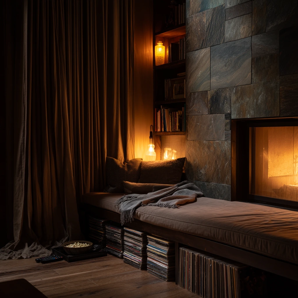 Moody Media Room Fireplace