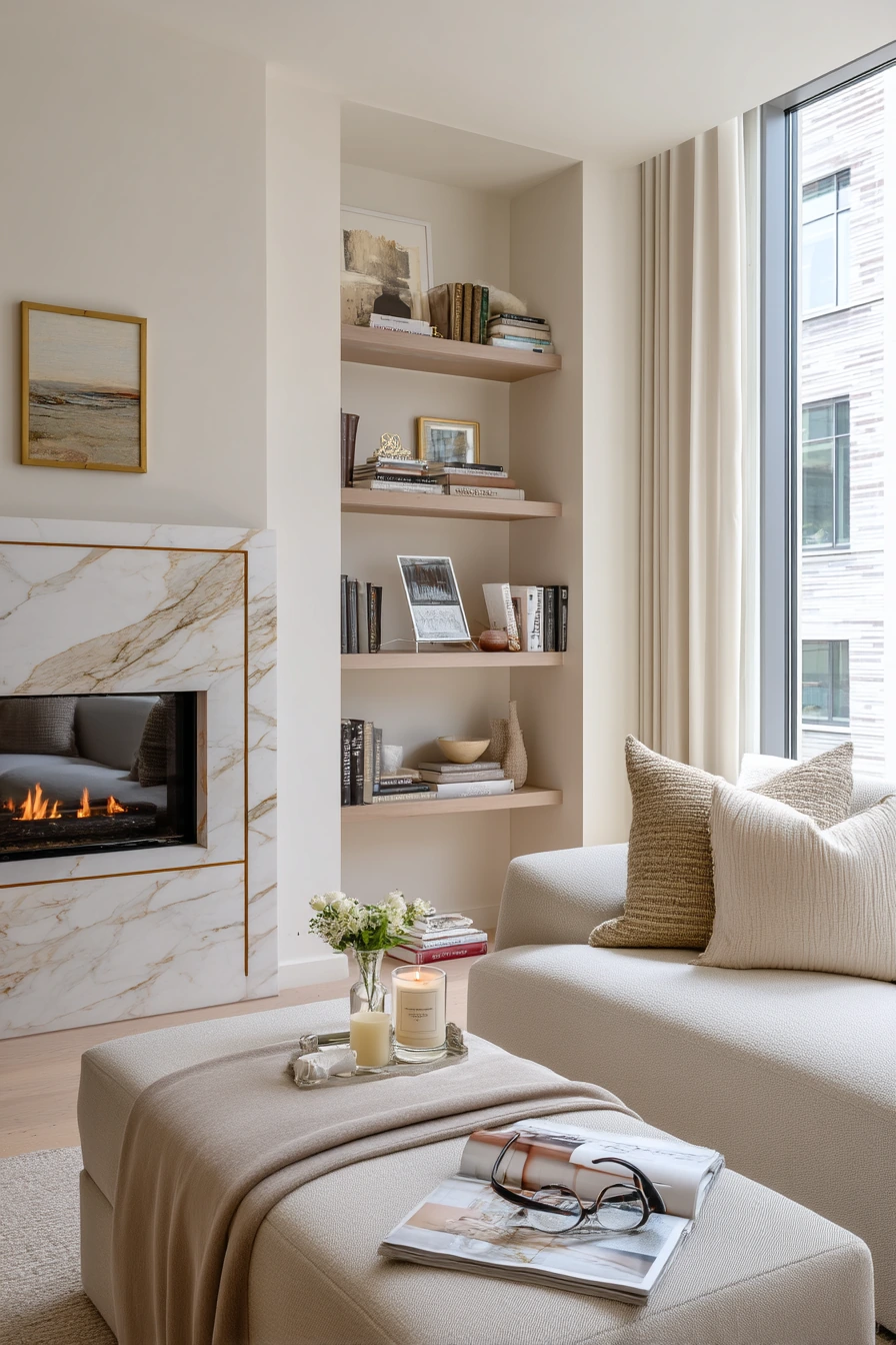 Sophisticated mixed-material backsplash in a renovated home