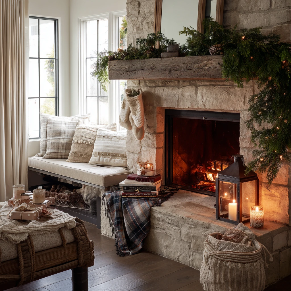 Seasonal Holiday Hearth Bench