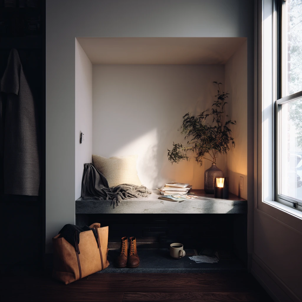 Small Apartment Fireplace Nook