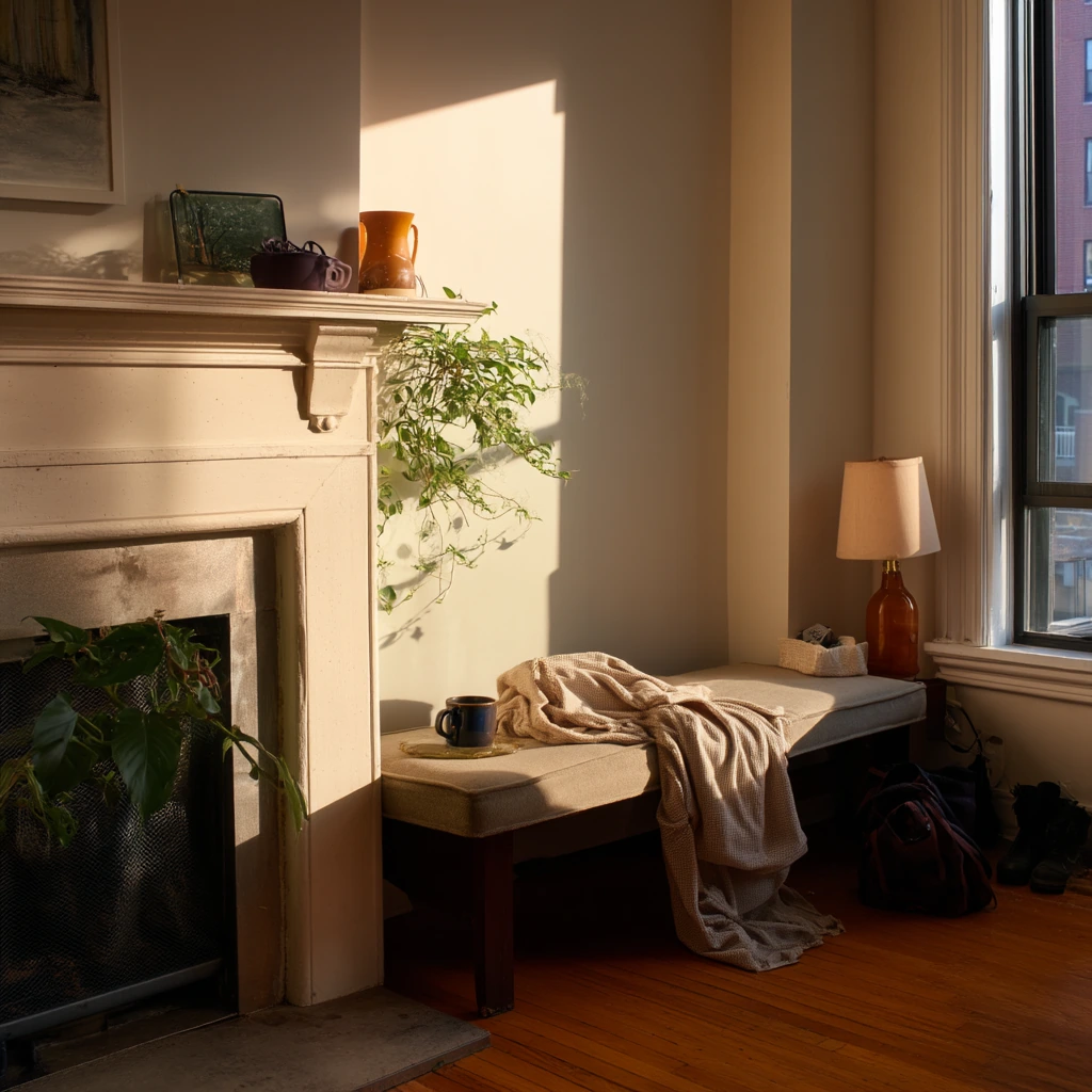 Small Apartment Fireplace Nook
