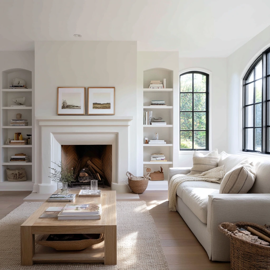Centered Hearth in a Family Living Room