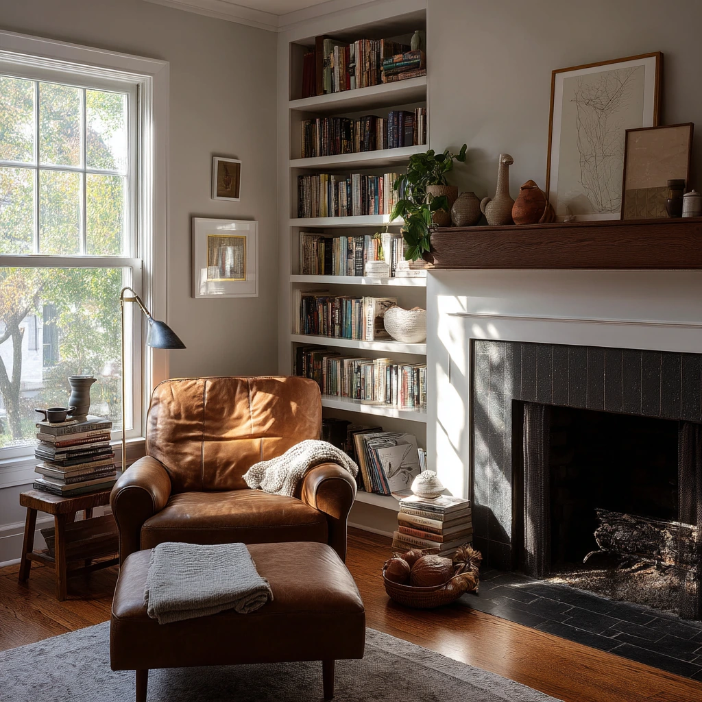 Book-Lover’s Fireplace Nook