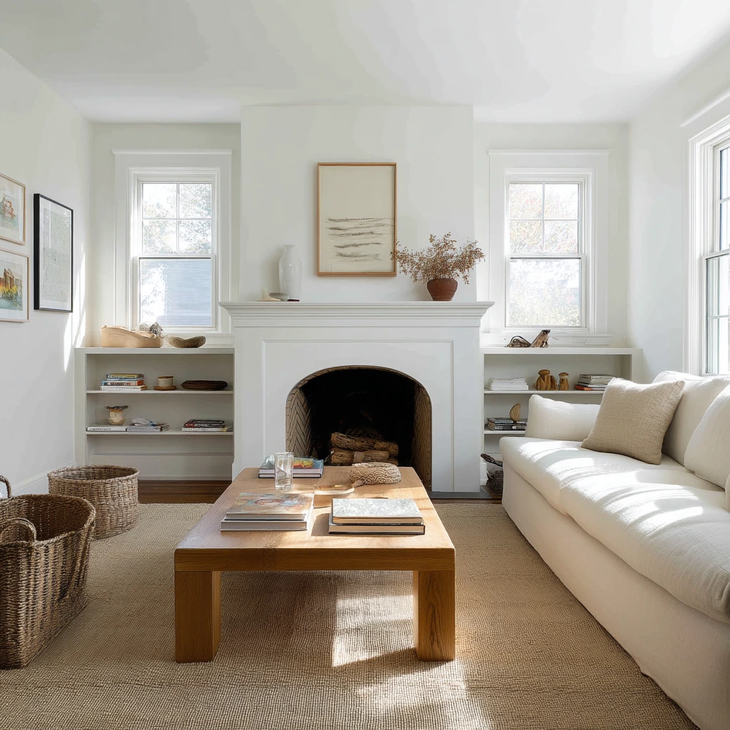 Centered Hearth in a Family Living Room