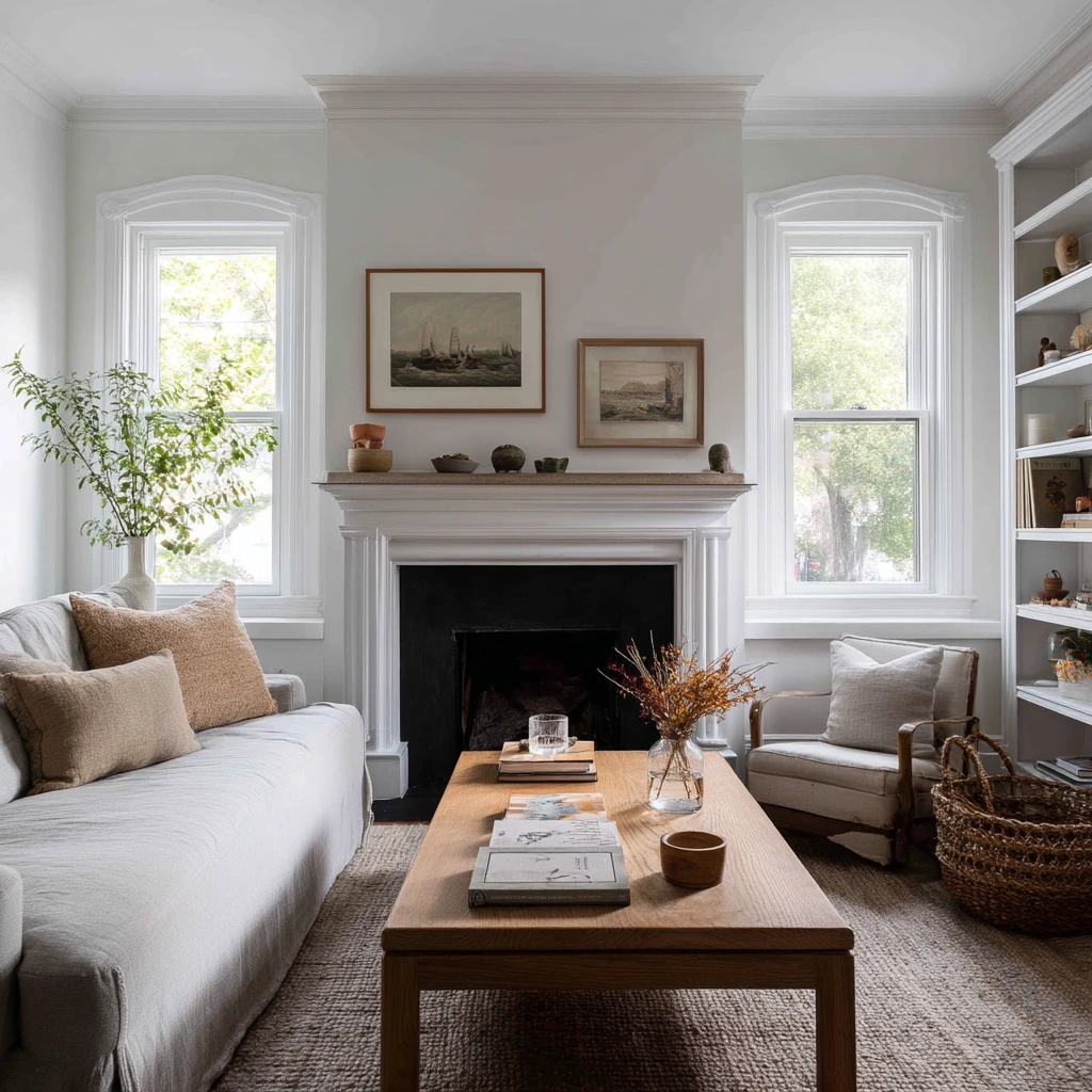 Centered Hearth in a Family Living Room