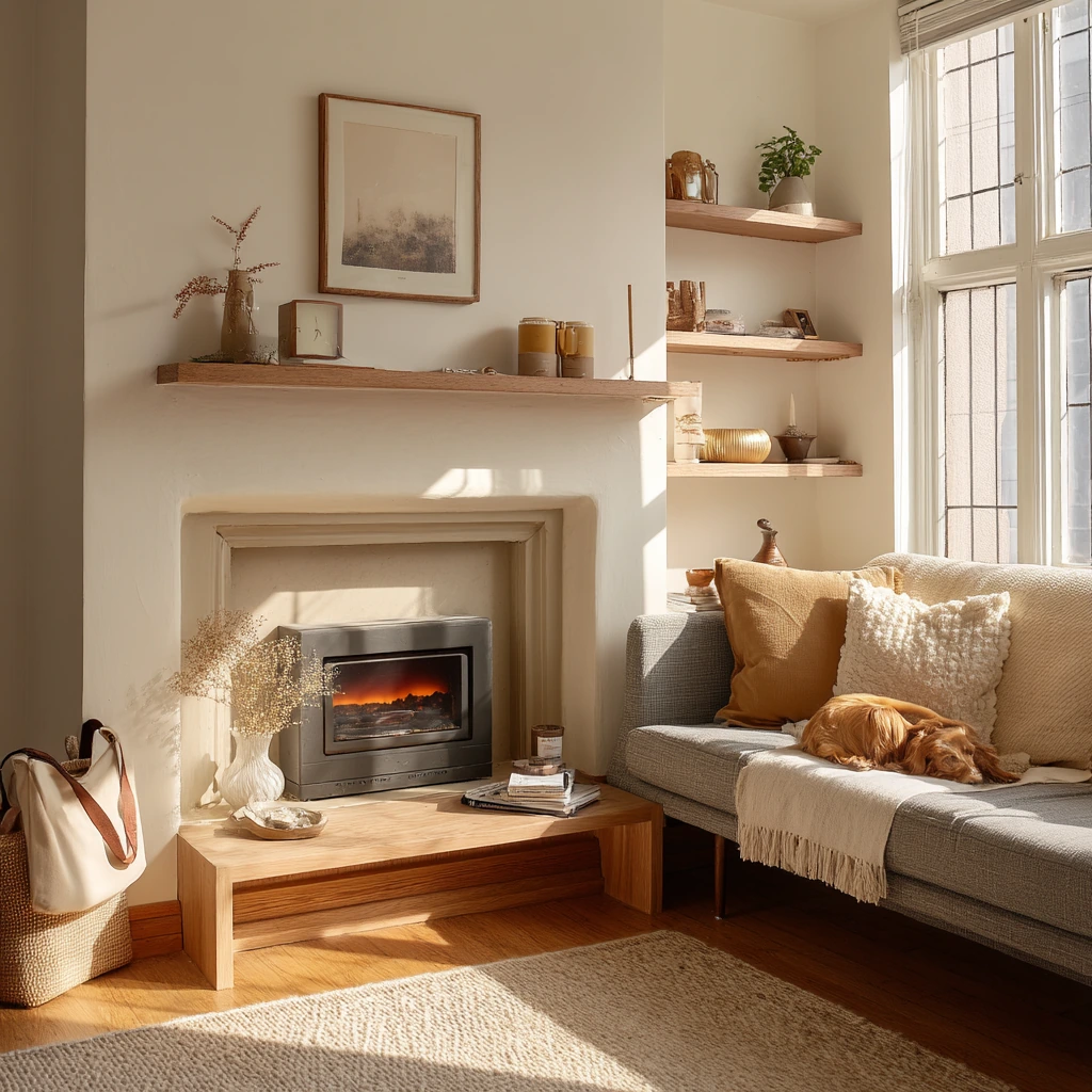 Renter-Friendly Fireplace Styling with Removable Built-Ins