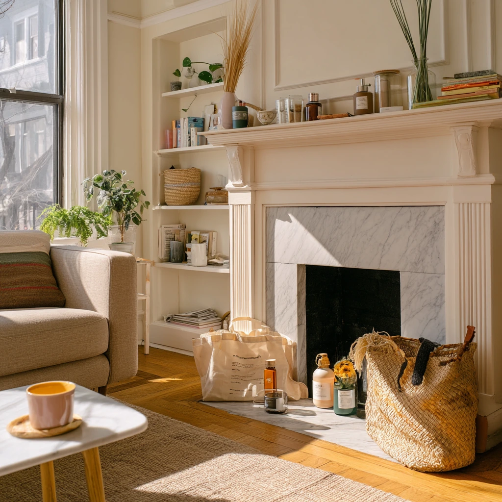 Renter-Friendly Fireplace Styling with Removable Built-Ins