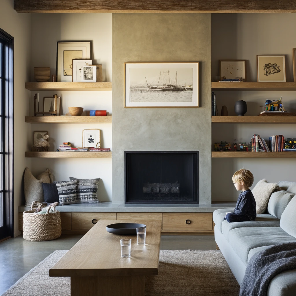 Family Room with a Clean Built-In Media Wall