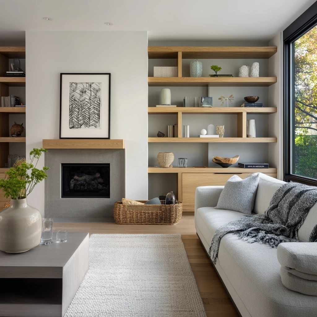 Family Room with a Clean Built-In Media Wall