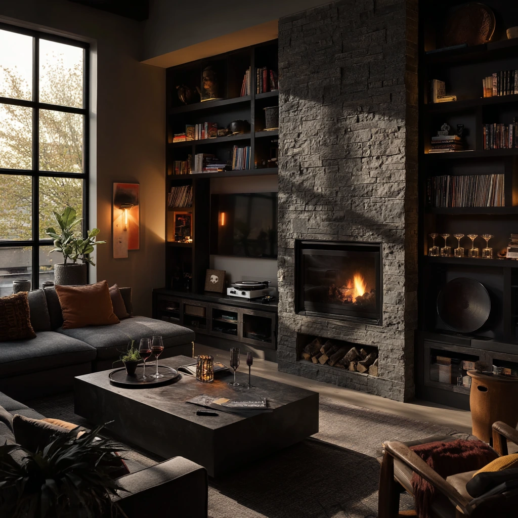 Entertaining Lounge with a Statement Hearth Wall