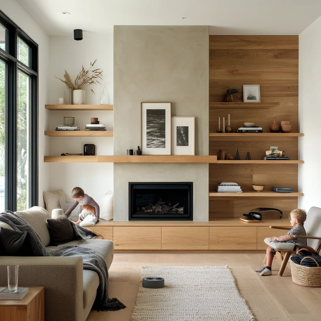 Family Room with a Clean Built-In Media Wall