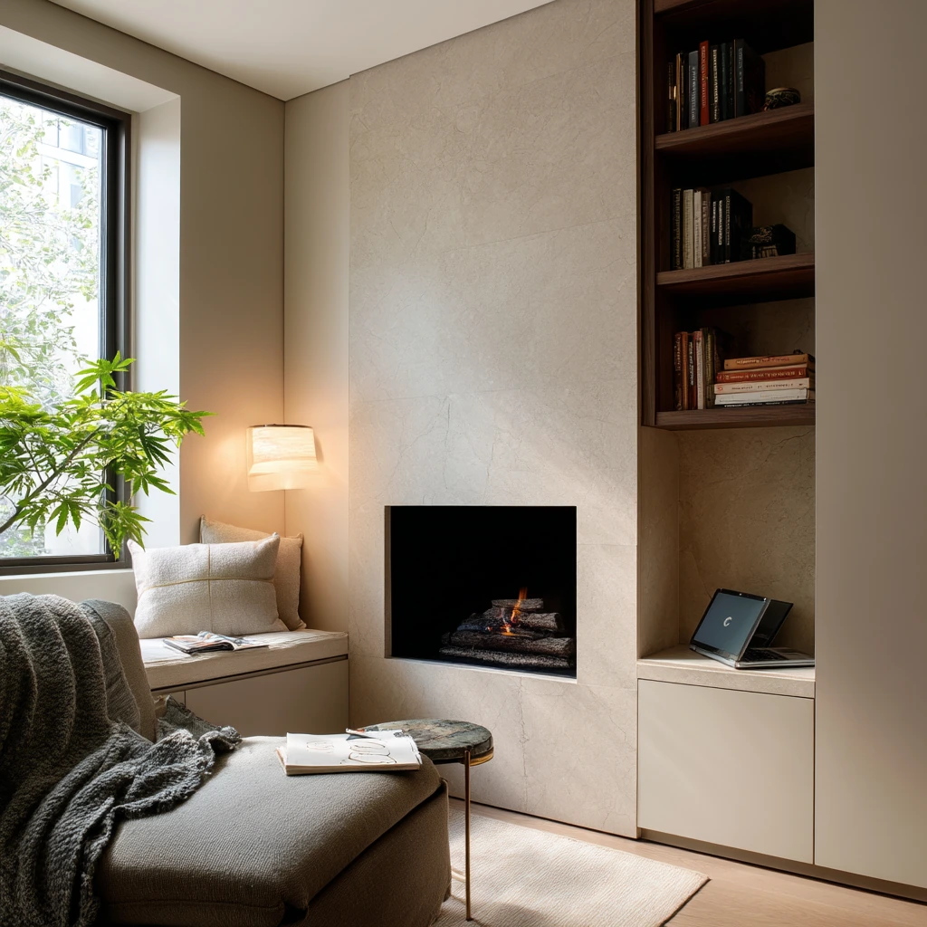 Small Living Room Fireplace Built-In for Tight Spaces