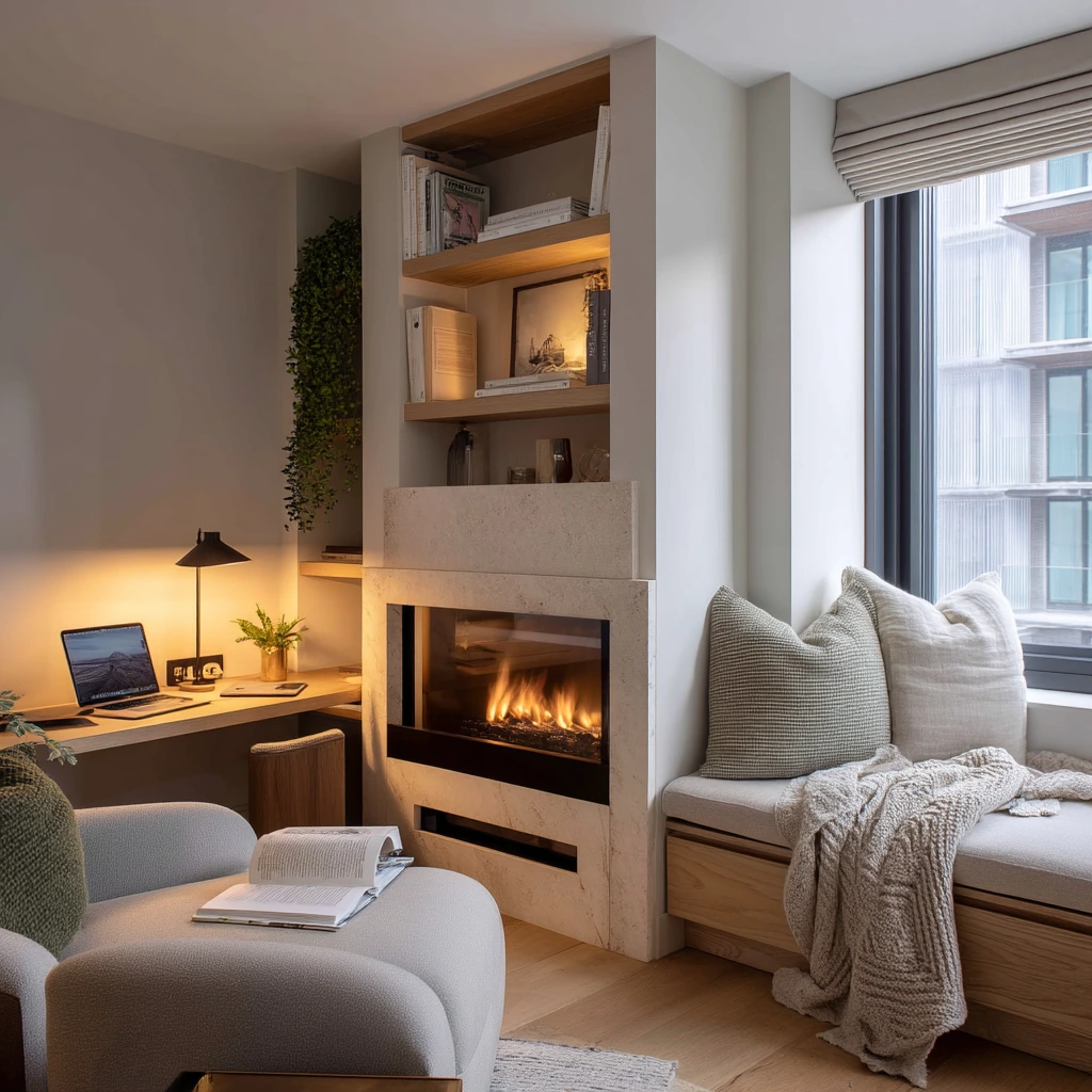 Small Living Room Fireplace Built-In for Tight Spaces