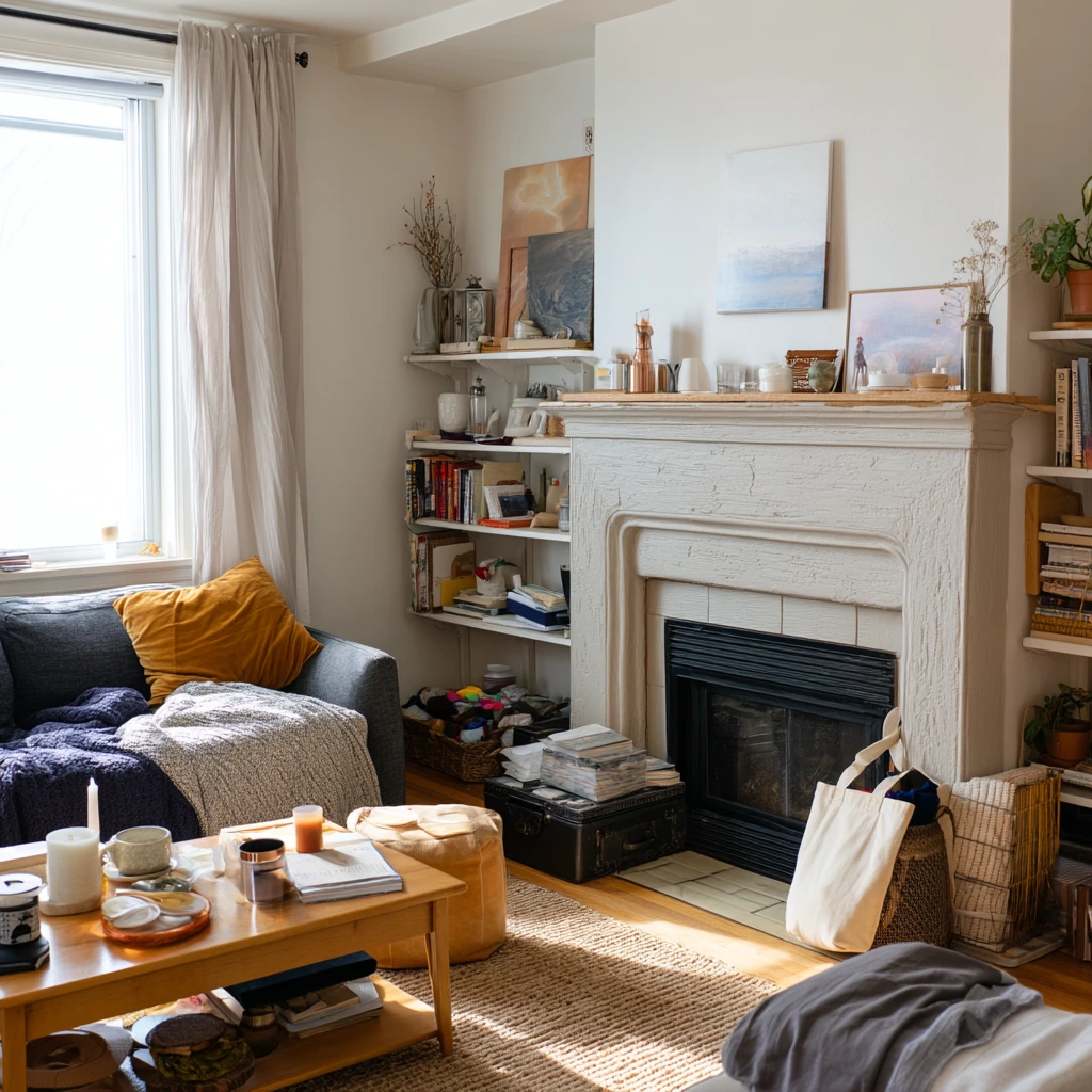 Renter-Friendly Fireplace Styling with Removable Built-Ins