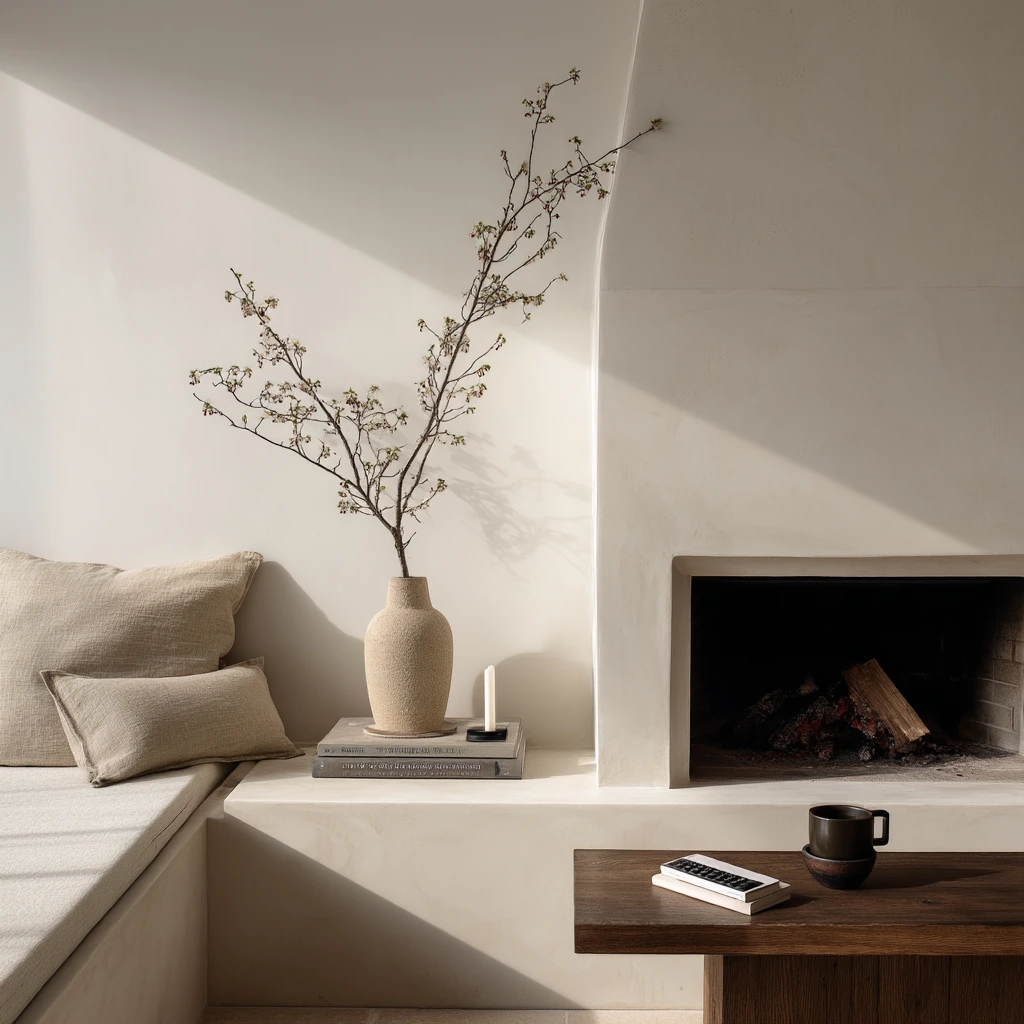 Minimal Hearth with Natural Materials