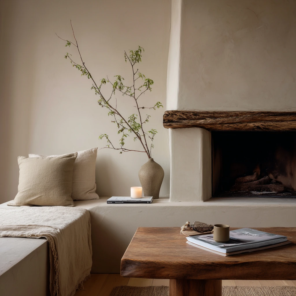 Minimal Hearth with Natural Materials