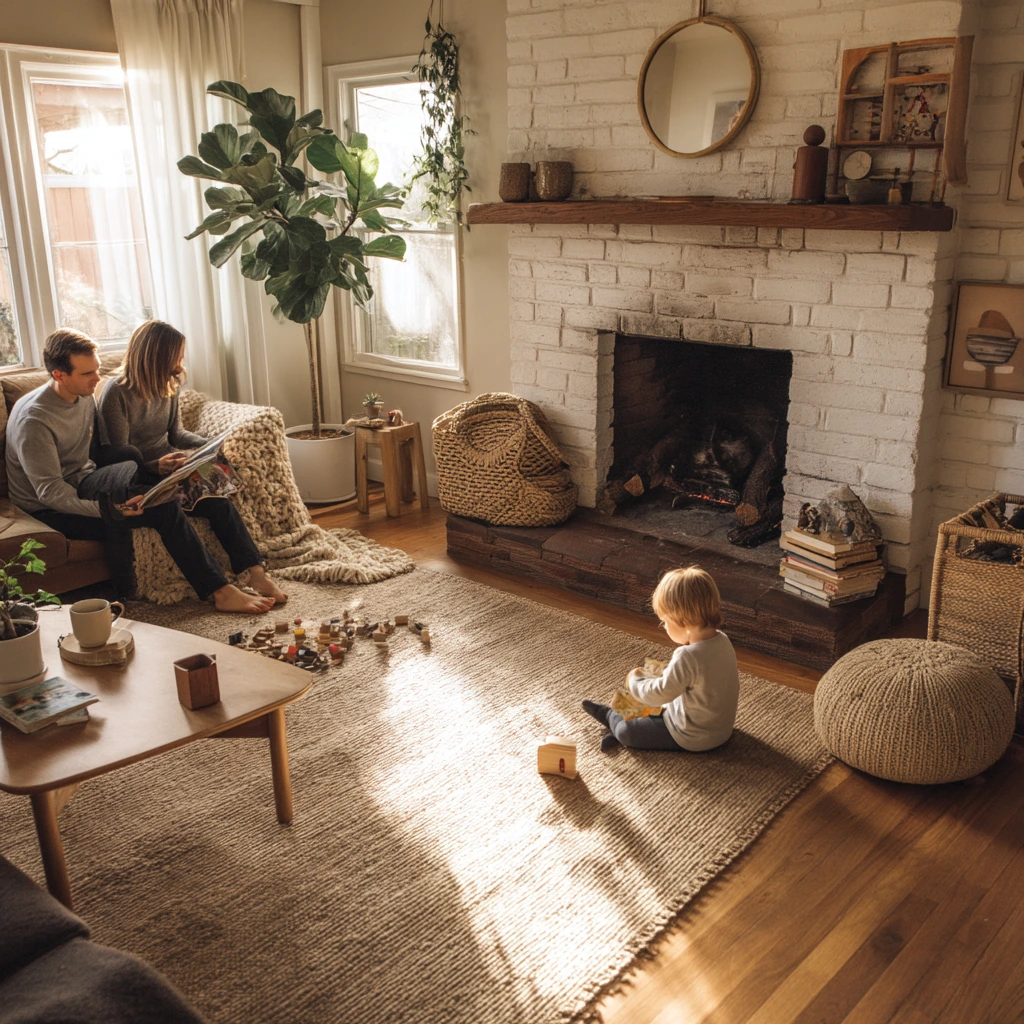 Family Hearth with Kid-Friendly Storage