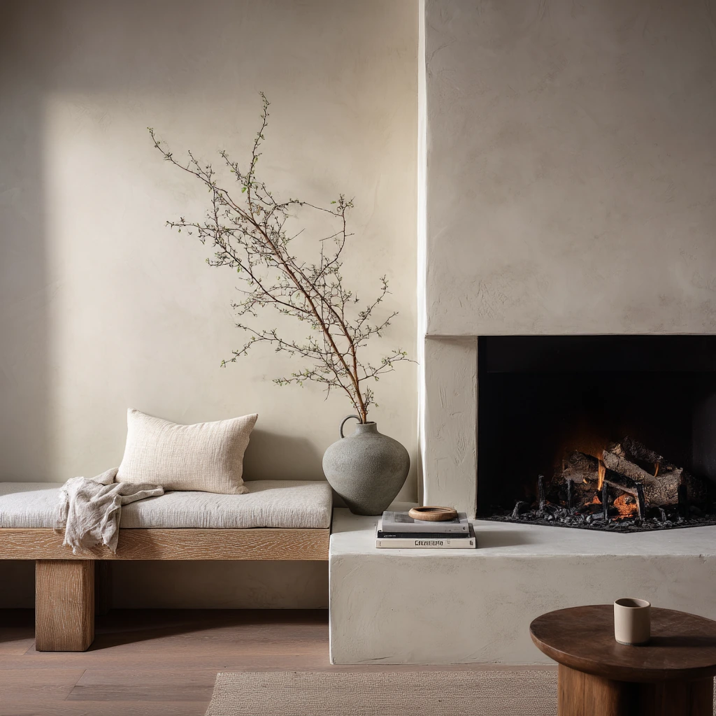 Minimal Hearth with Natural Materials