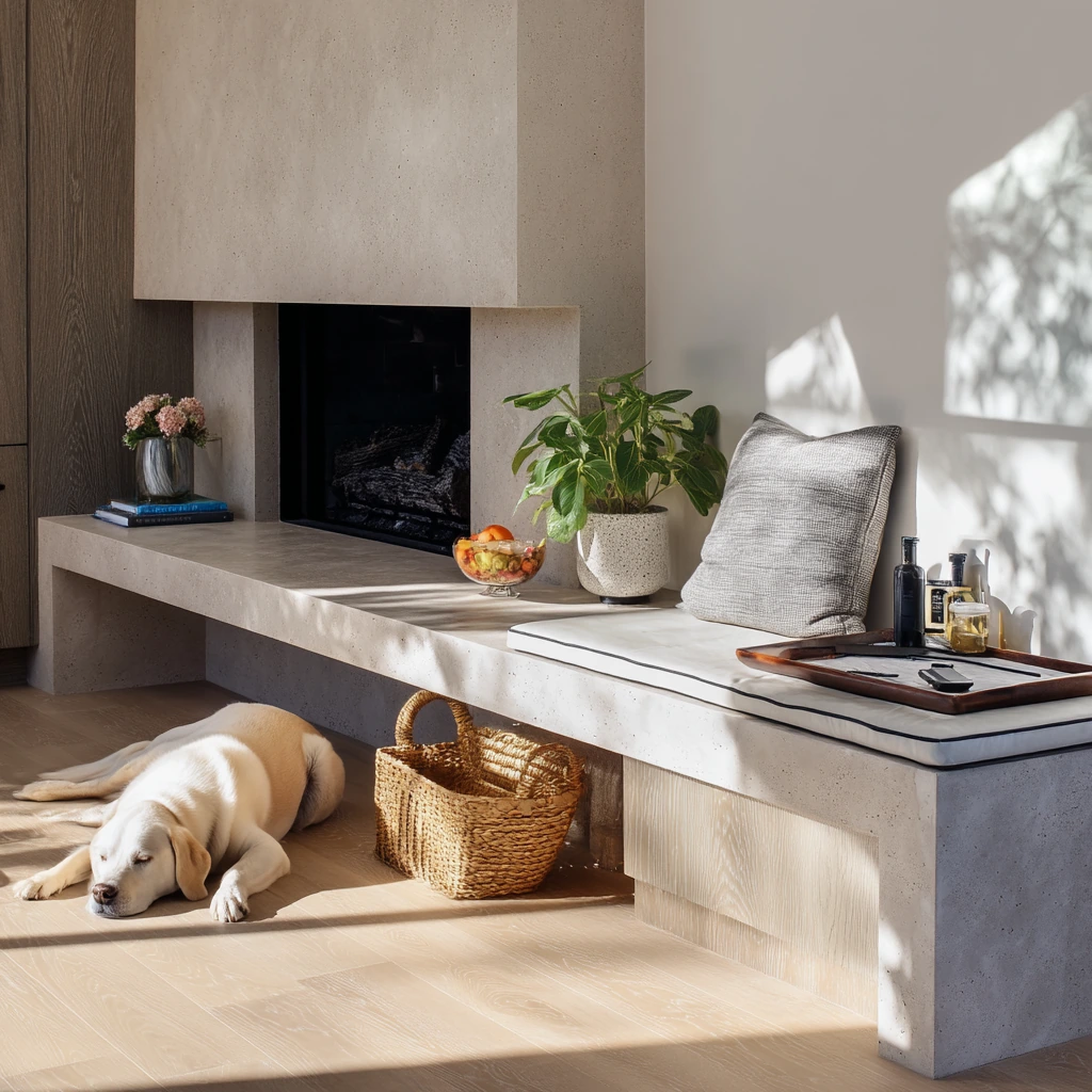 Modern Hearth with Built-In Seating