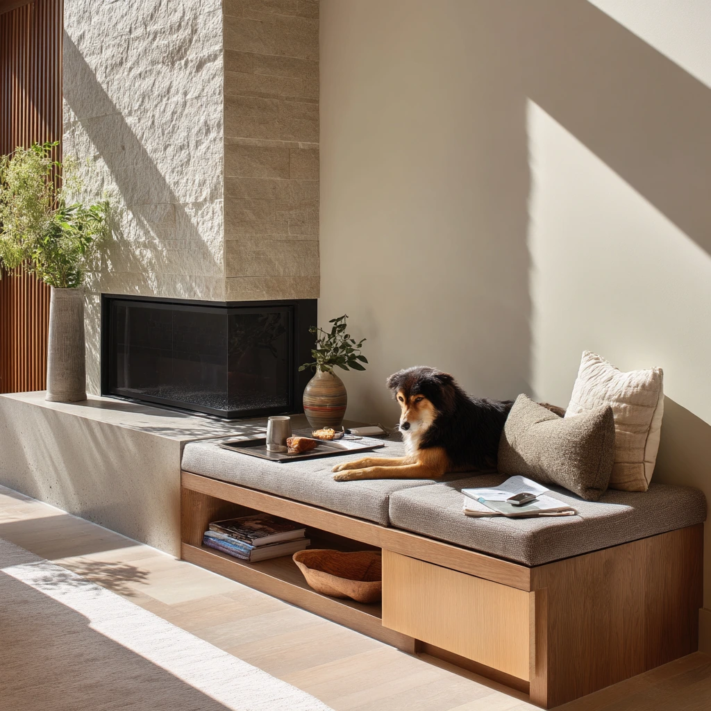 Modern Hearth with Built-In Seating