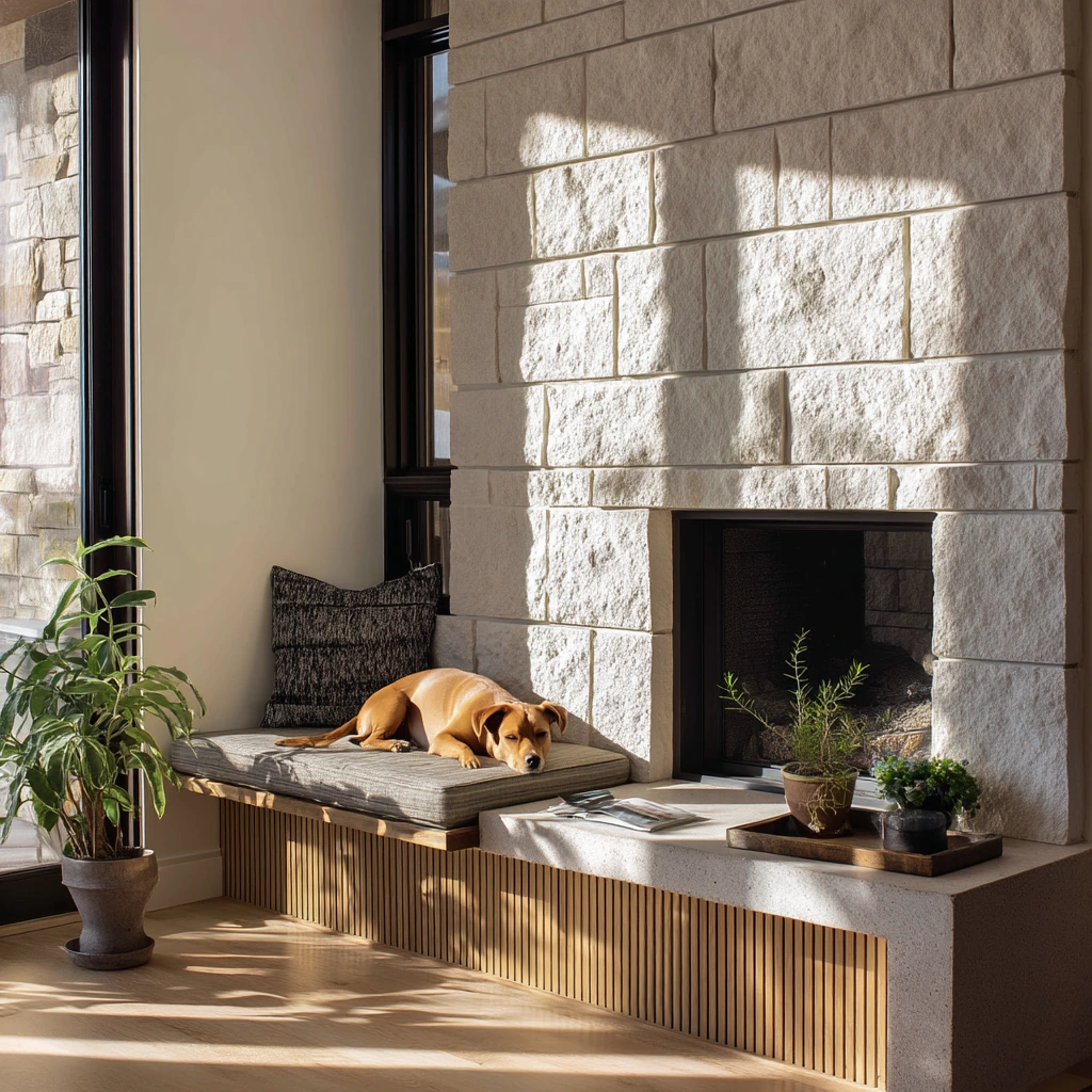 Modern Hearth with Built-In Seating