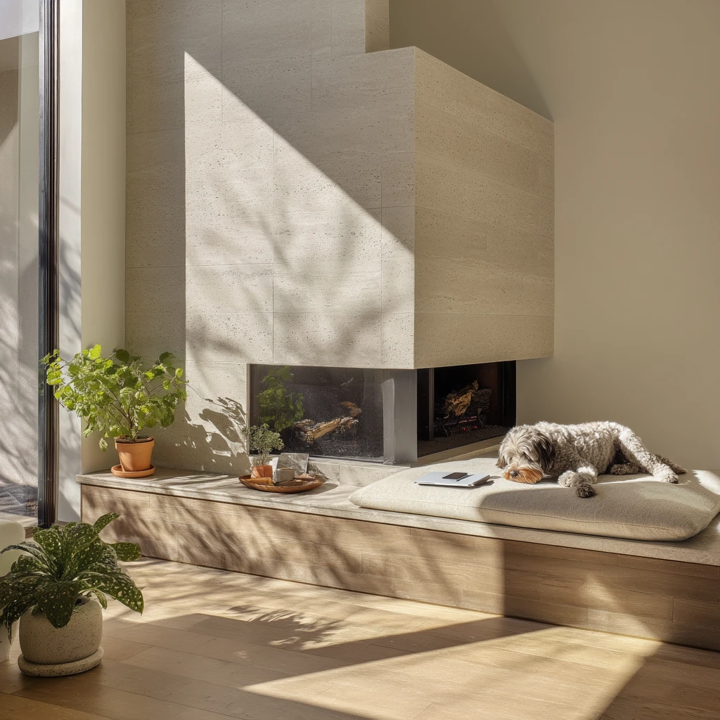 Modern Hearth with Built-In Seating