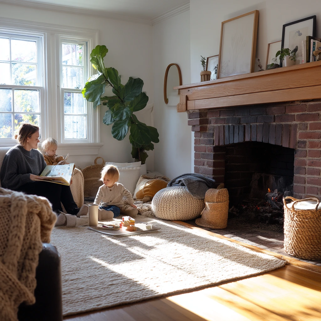 Family Hearth with Kid-Friendly Storage