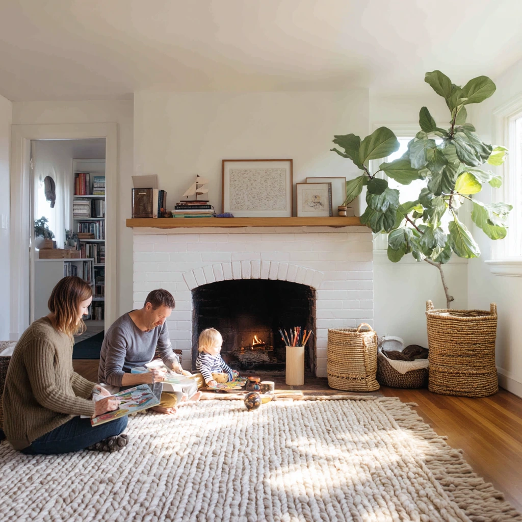 Family Hearth with Kid-Friendly Storage