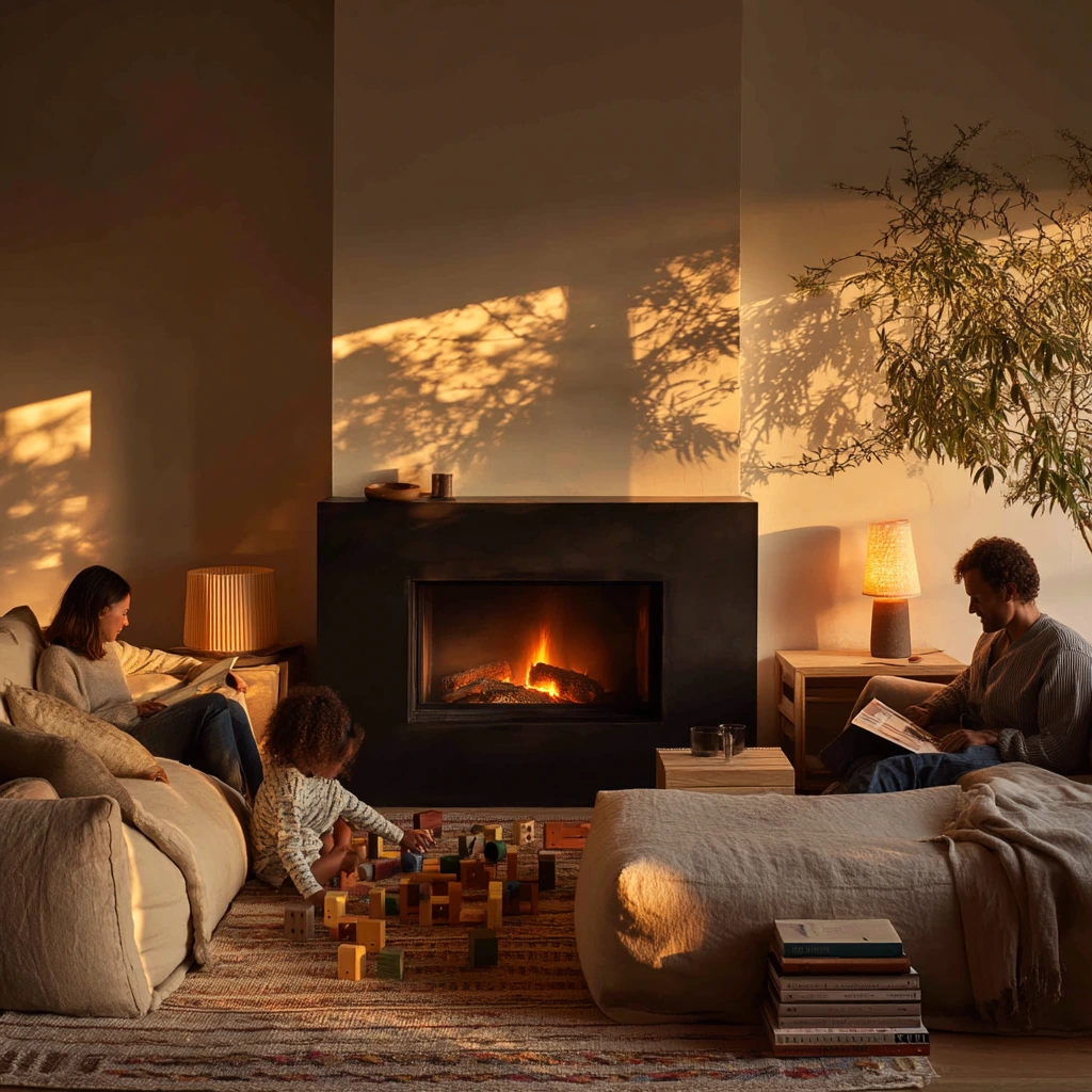 Cozy Evening Glow in a Family Living Room