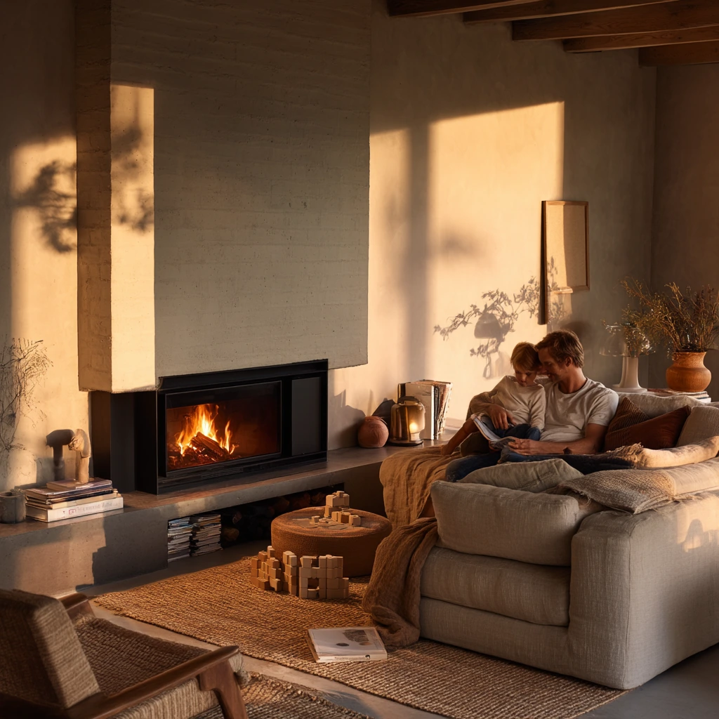 Cozy Evening Glow in a Family Living Room