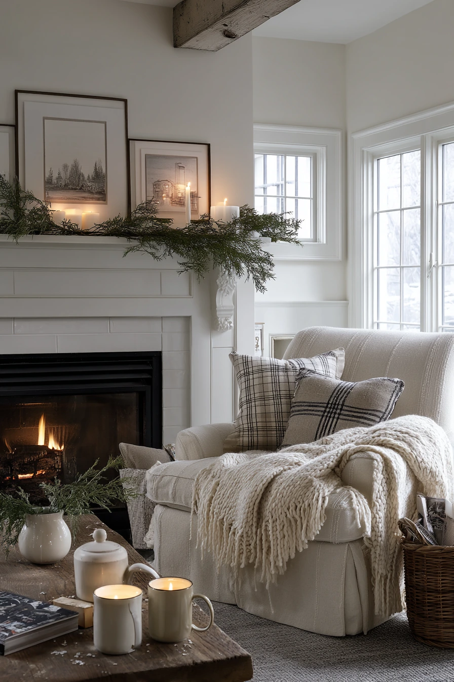Seasonal Garland and Candle Mantel Lighting