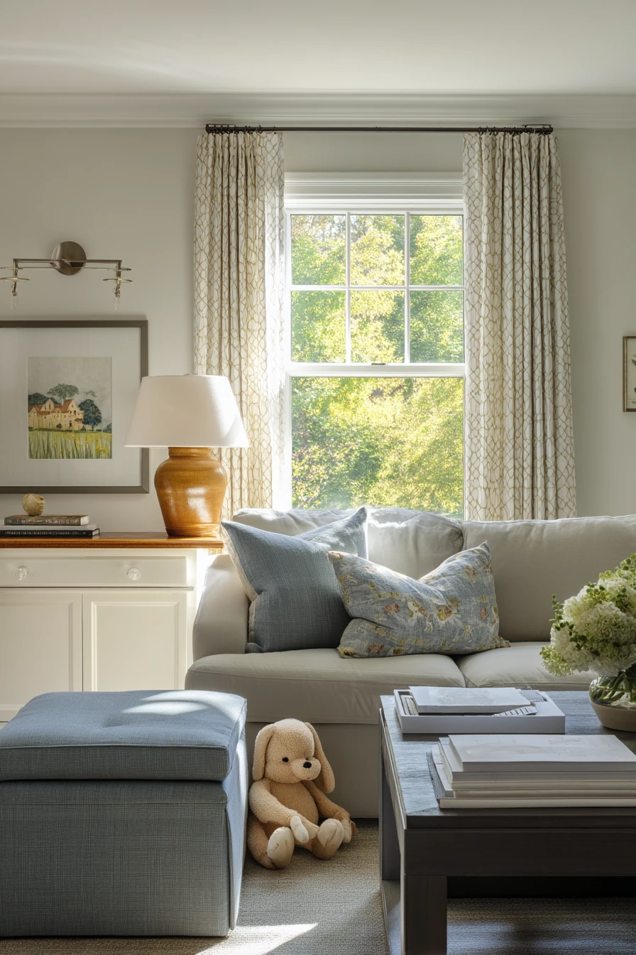 Family Room Mantel With Table Lamp Balance