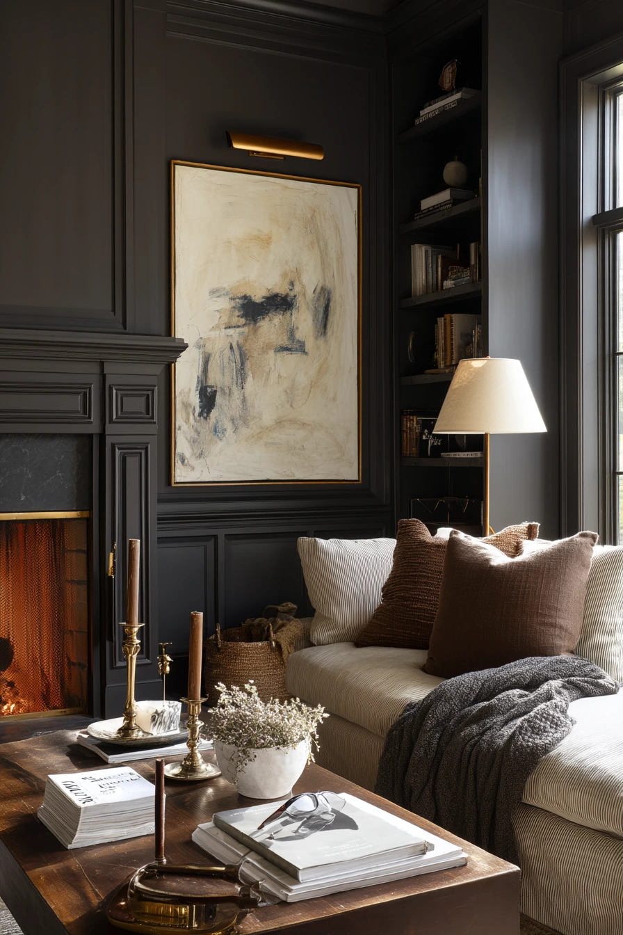 Moody Evening Mantel With Art Light