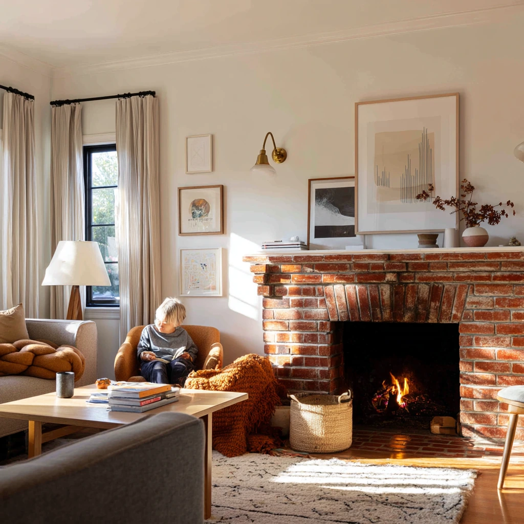 Warm Reading Nook With Sconce Glow