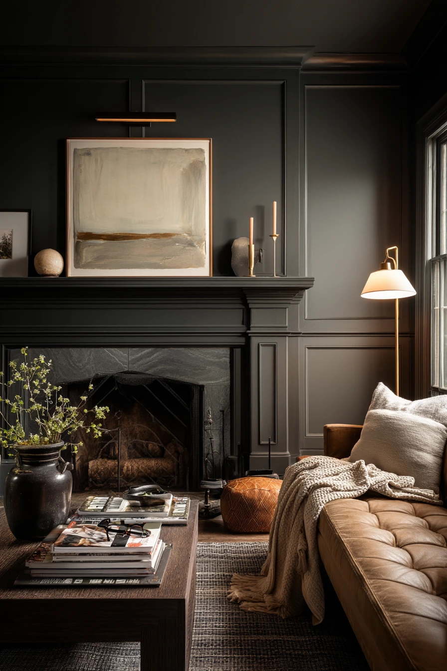 Moody Evening Mantel With Art Light