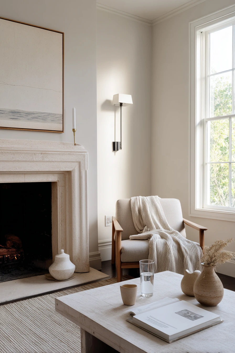 Neutral Mantel With Soft Picture Light