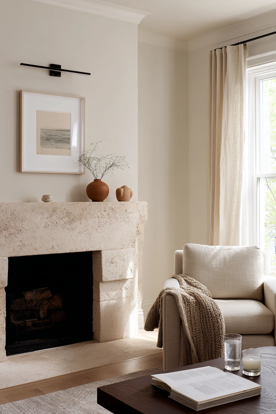 Neutral Mantel With Soft Picture Light