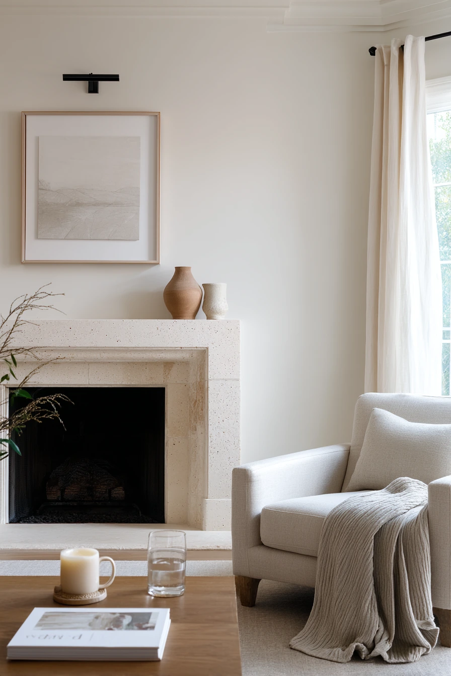 Neutral Mantel With Soft Picture Light