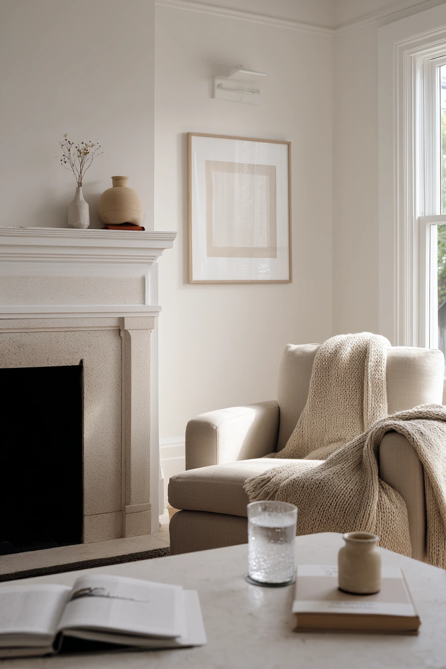 Neutral Mantel With Soft Picture Light