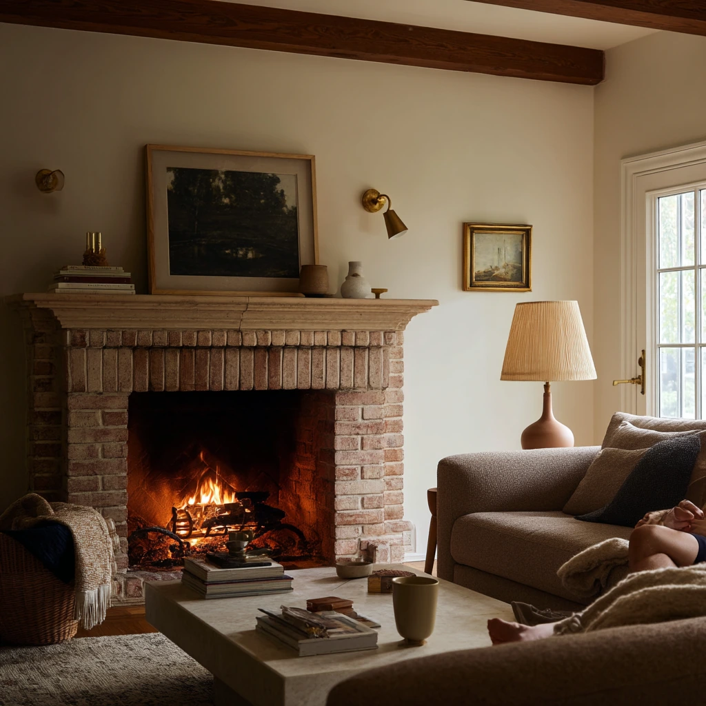 Warm Reading Nook With Sconce Glow