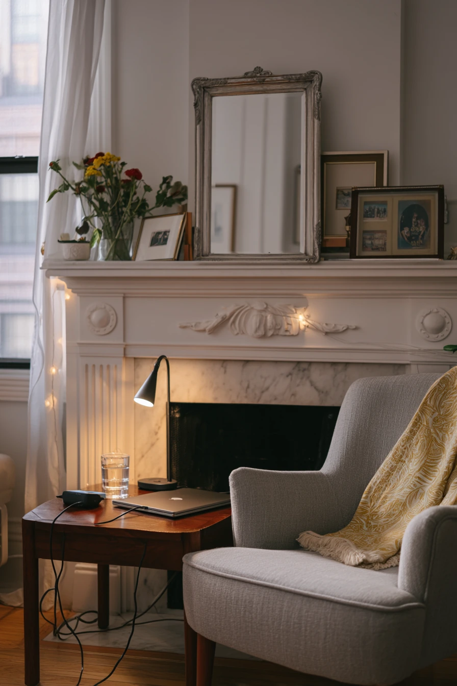 Renter-Friendly Mantel String Light Layering